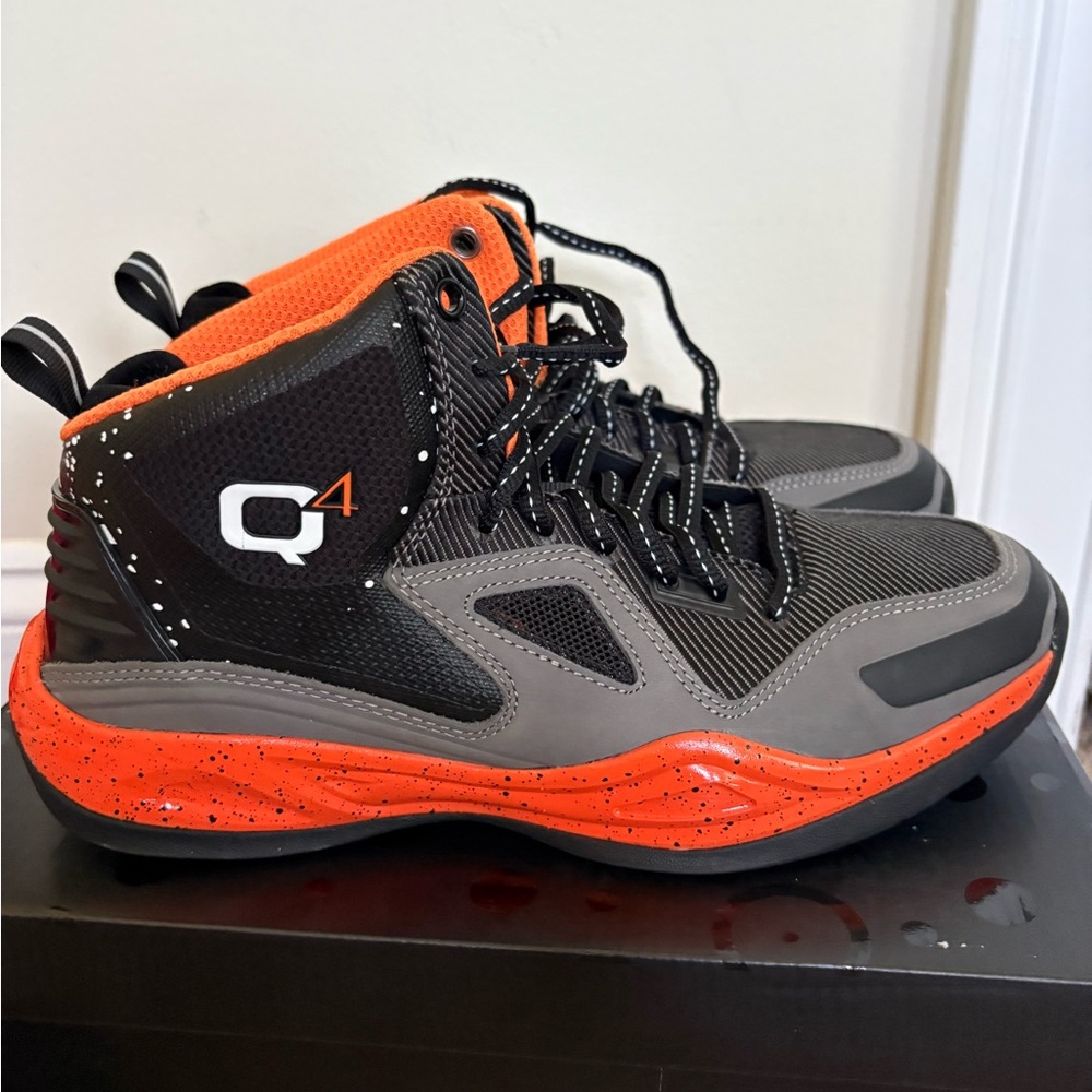 Men's Athletic High-Top Shoes in Black, Gray & Orange